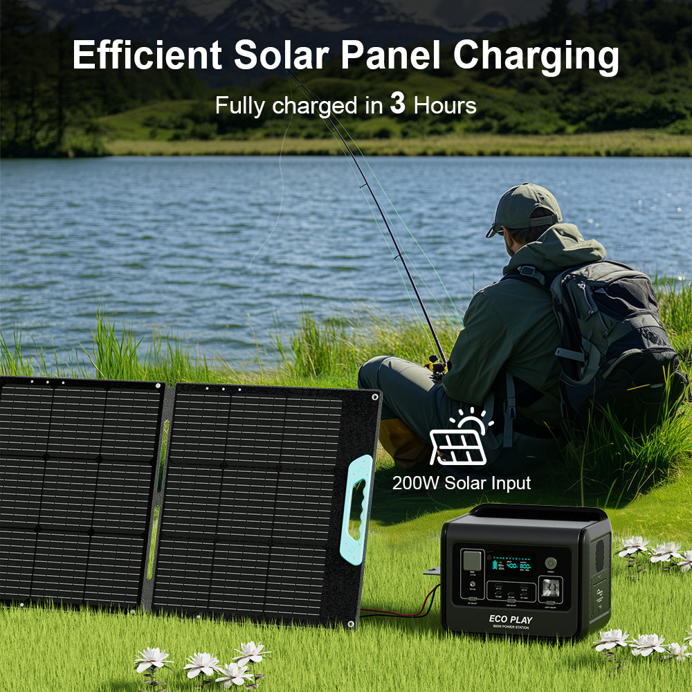 ECO PLAY N054 - 800W Portable Power Station, Midnight Black