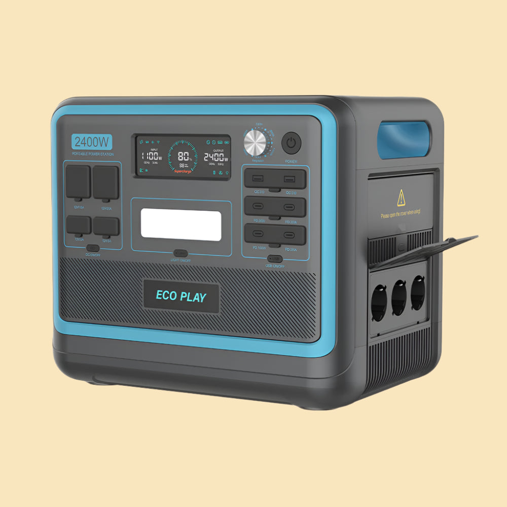 ECO PLAY N052 - 2400W Portable Power Station, Bluish Black