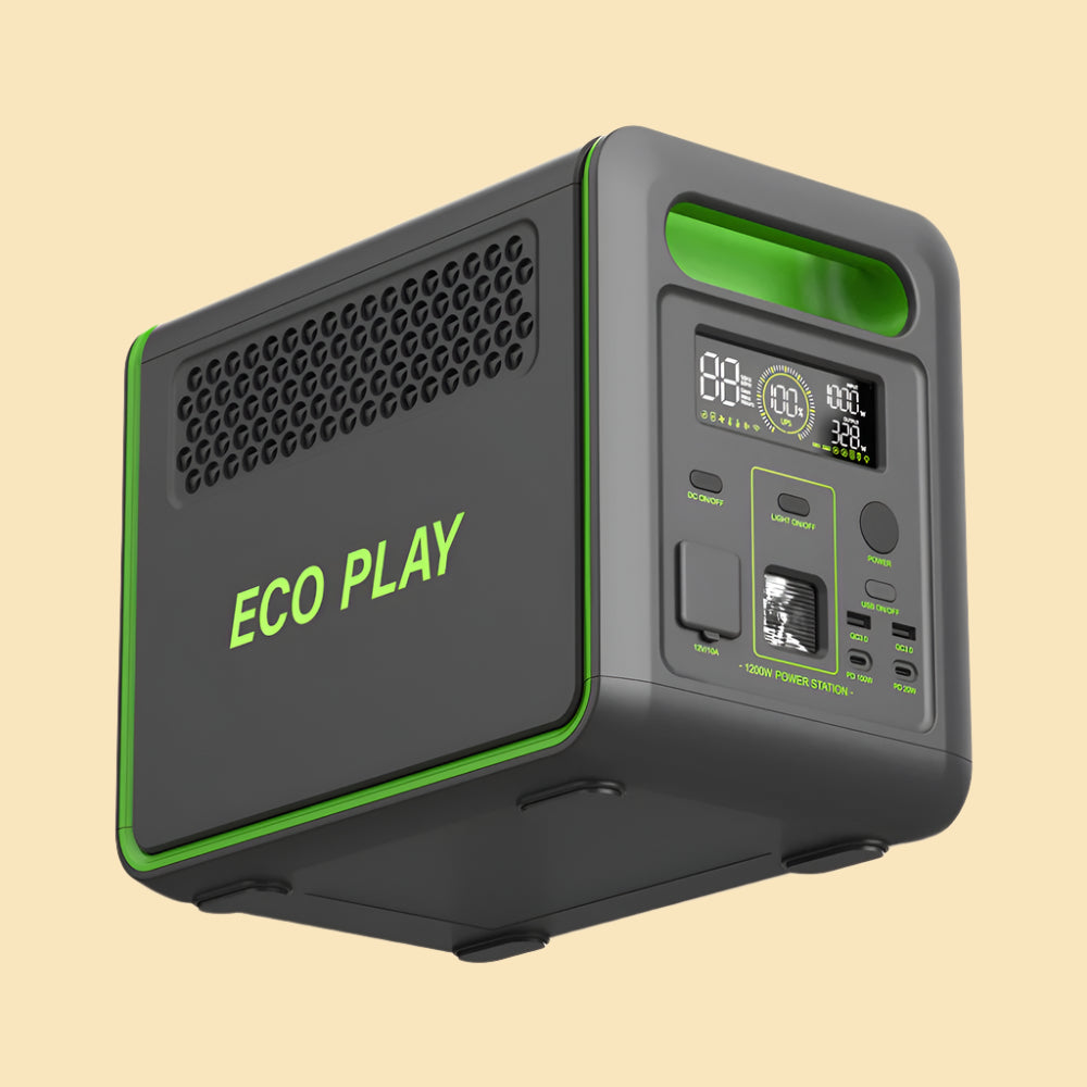 ECO PLAY N077 - 1200W Portable Power Station, Greenish Grey