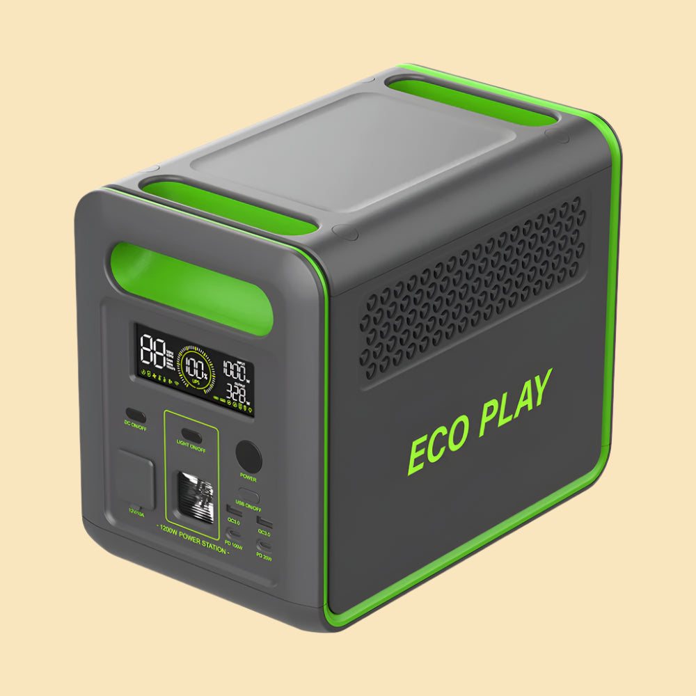 ECO PLAY N077 - 1200W Portable Power Station, Greenish Grey