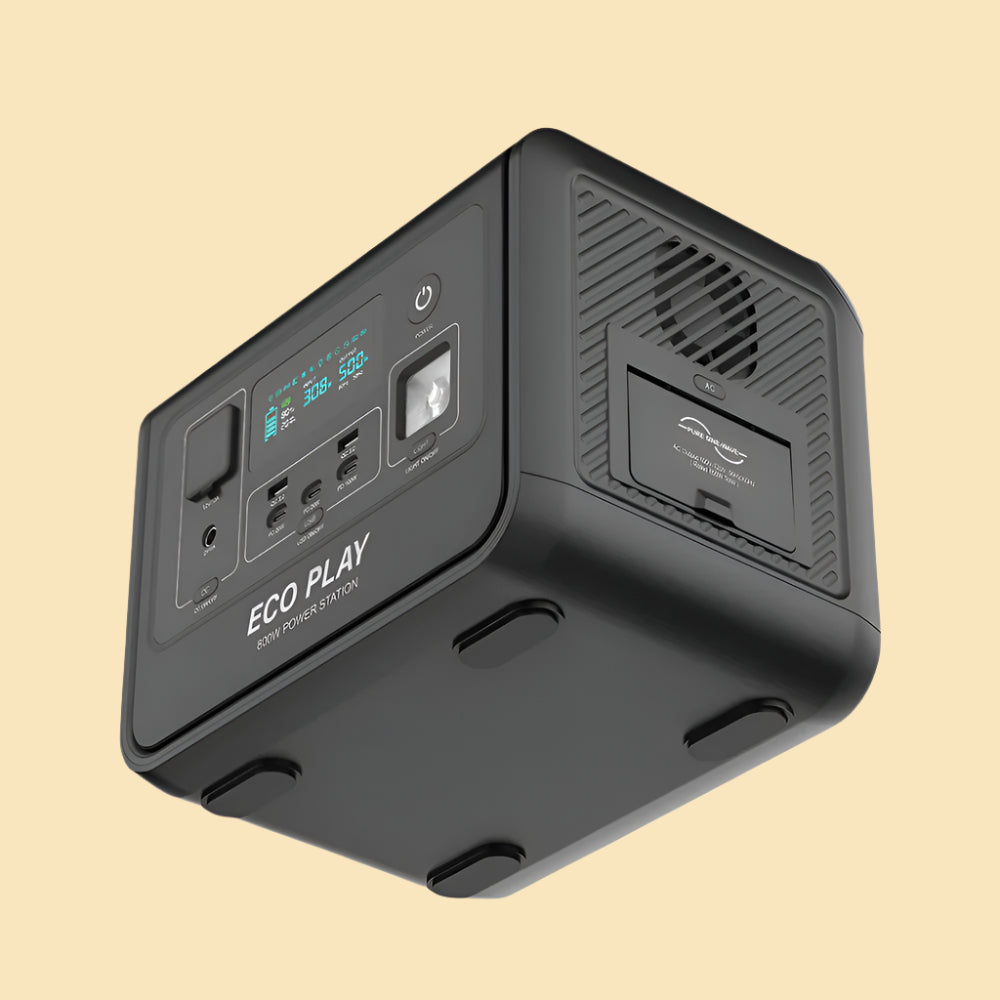 ECO PLAY N054 - 800W Portable Power Station, Midnight Black