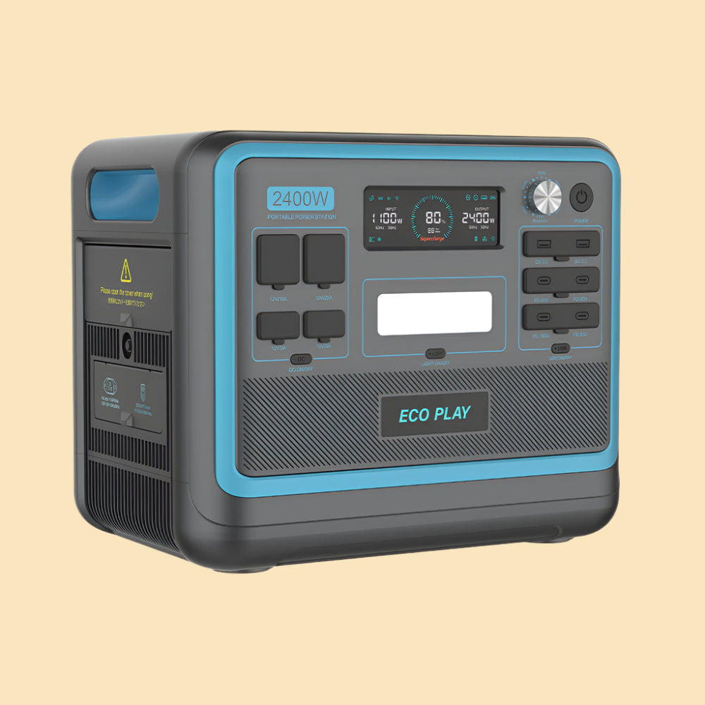 ECO PLAY N052 - 2400W Portable Power Station, Bluish Black