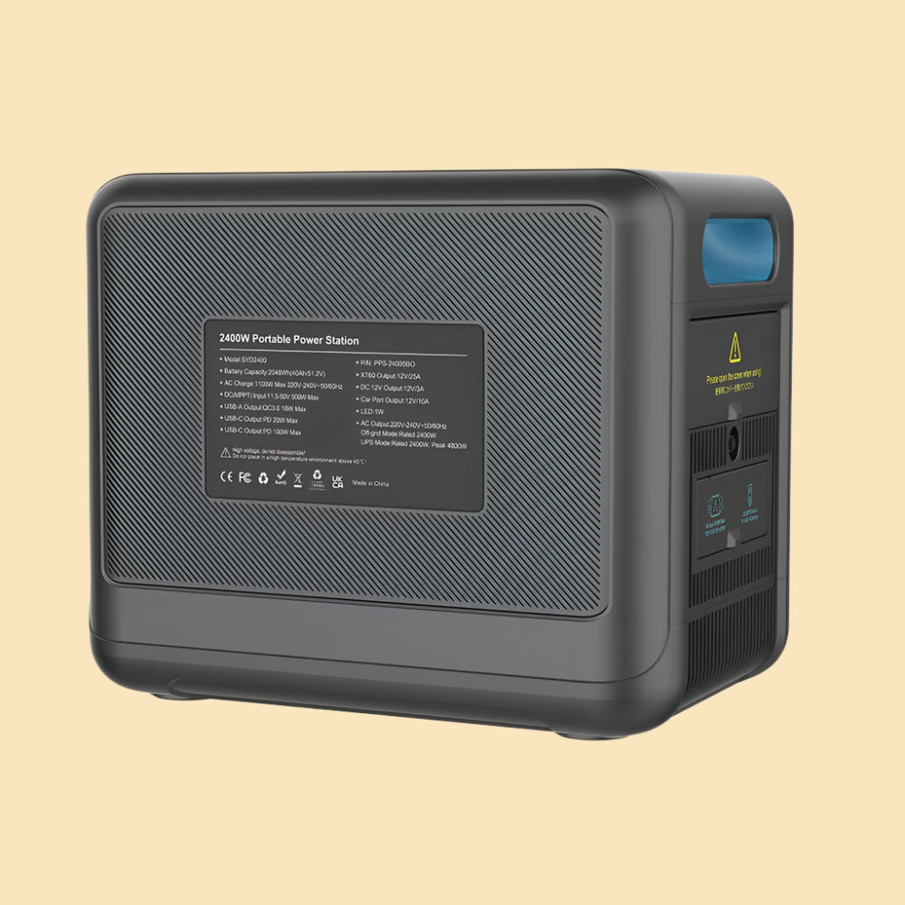 ECO PLAY N052 - 2400W Portable Power Station, Bluish Black