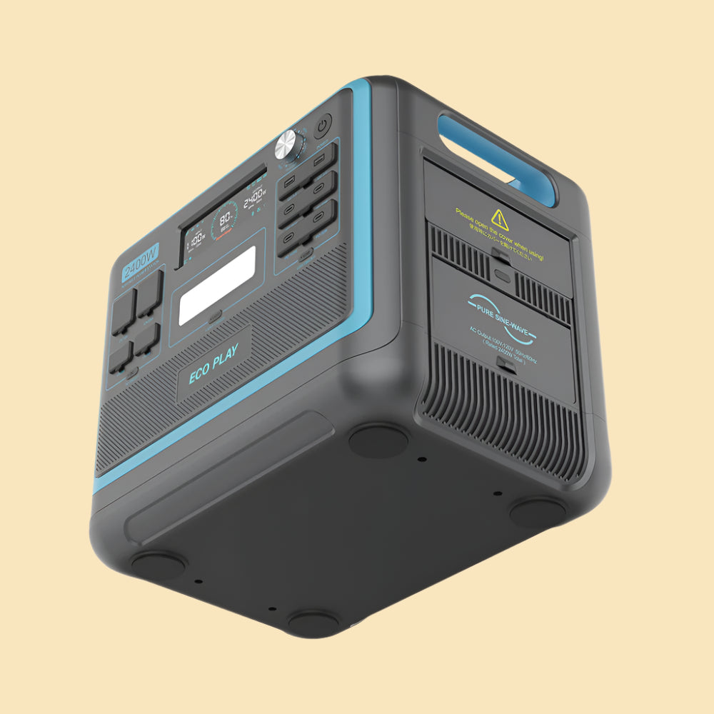 ECO PLAY N052 - 2400W Portable Power Station, Bluish Black