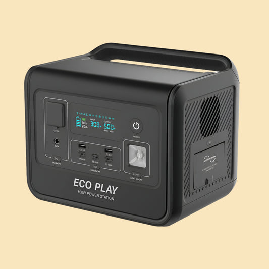 ECO PLAY N054 - 800W Portable Power Station, Midnight Black