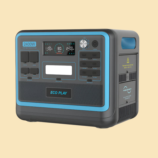 ECO PLAY N052 - 2400W Portable Power Station, Bluish Black