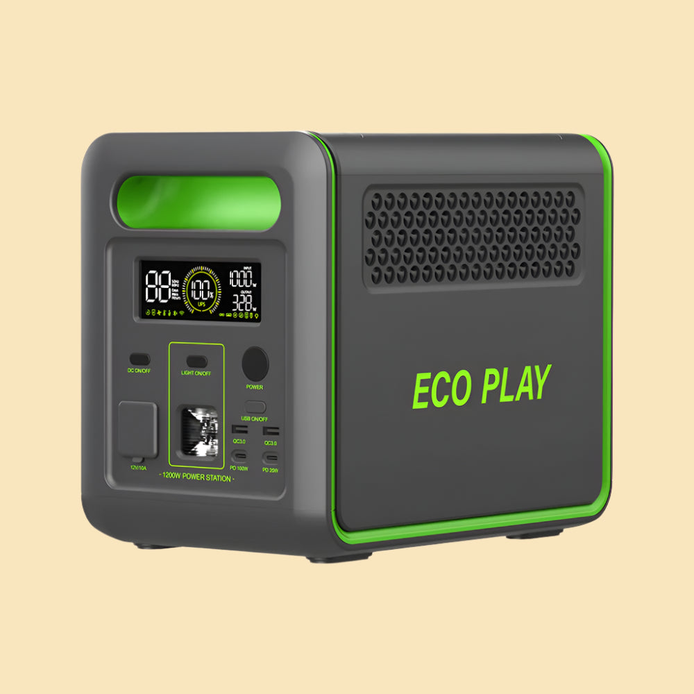 ECO PLAY N077 - 1200W Portable Power Station, Greenish Grey